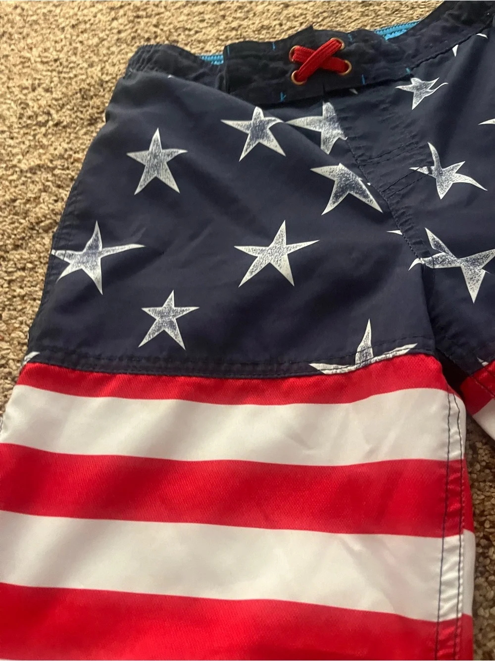 Cat & Jack boys Patriotic Stars & Stripes Swim Shorts - Red, White & Blue